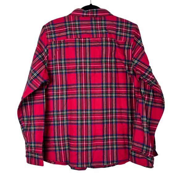 L.L.Bean Red Plaid Flannel Button Down Shirt Relaxed Fit Large Gorpcore Utility - Picture 2 of 4